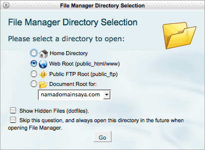 Opsi setelah mengklik File Manager