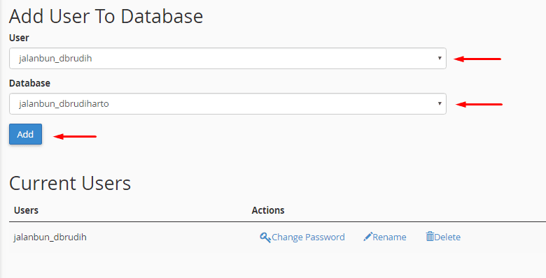 add user to database di cpanel | Rumahweb Journal