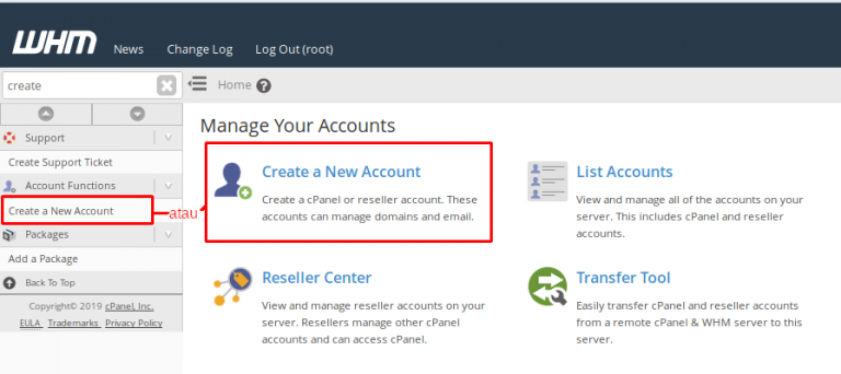 Create new account dari WHM | Rumahweb Journal
