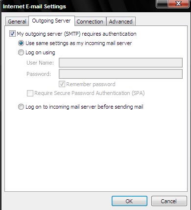 Cara Setting Email di Outlook 2007 image pada menu outgoing