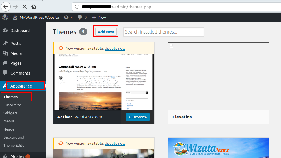 Install Theme WordPress Melalui Halaman Admin 
