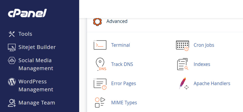 Menu terminal di cpanel