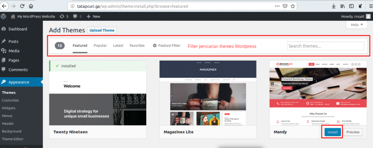 cara memasang theme dari halaman admin wordpress | Rumahweb Journal