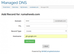 domain blogger from domain rumahweb use clientzone