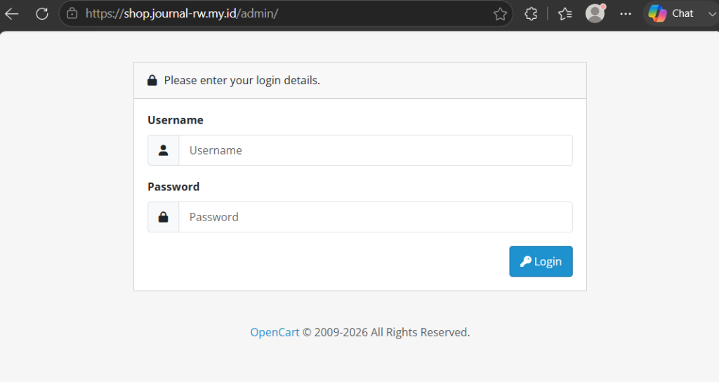 login admin opencart