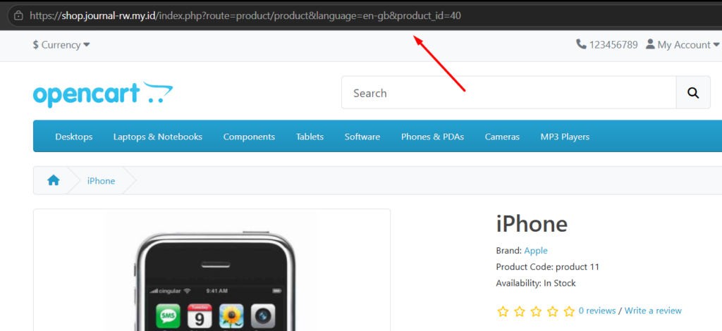 Url default opencart
