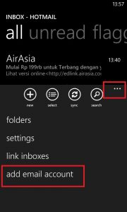 add new Cara Setting Email Di Windows Phone