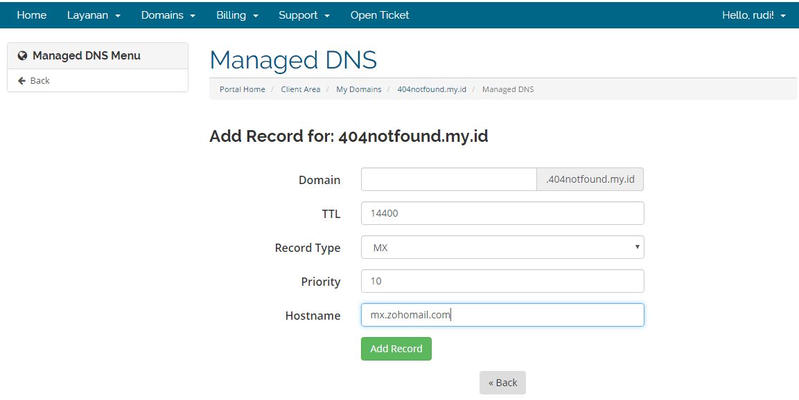 Mengubah MX Record dari Clientzone 2  Rumahweb's News 