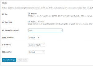 minify - w3 total cache wordpress