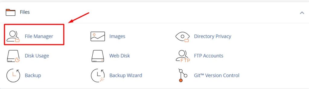 menu file manager di cPanel