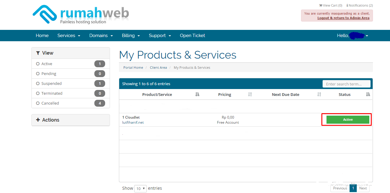 Cara Upgrade Cloudlet pada WordPress Hosting – step 2 | Rumahweb Journal