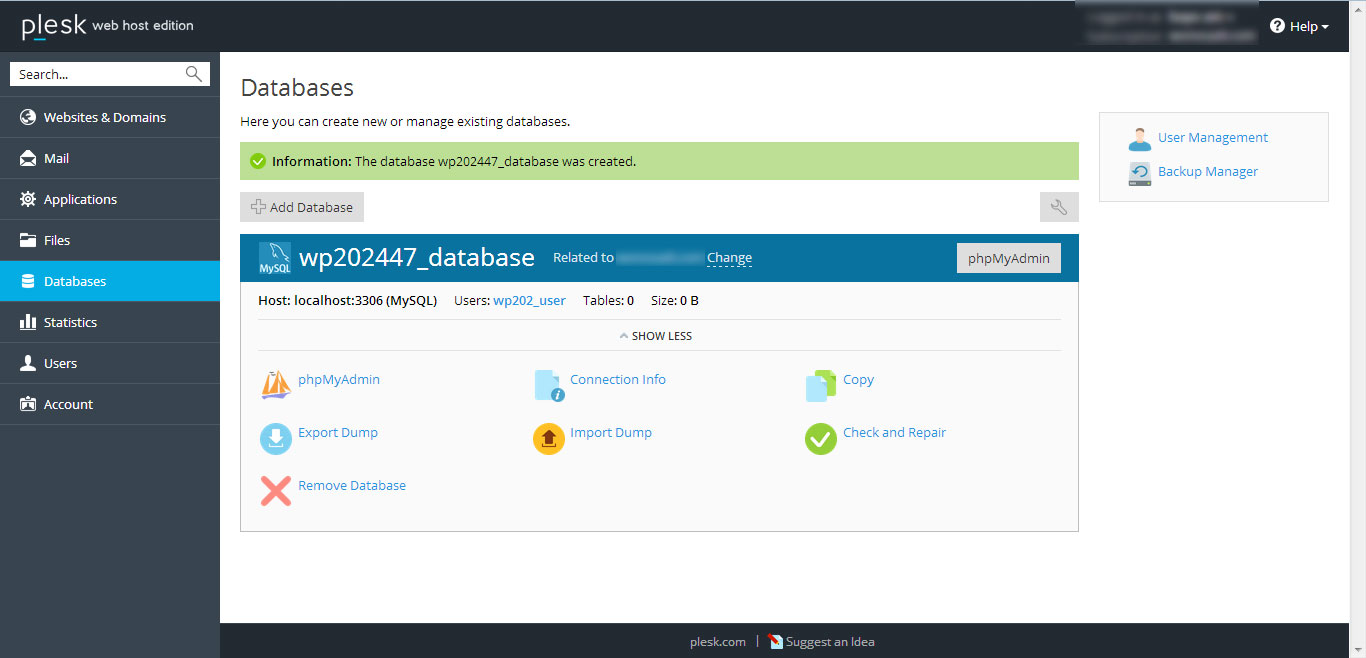 Membuat Database di WordPress Hosting step 4 | Rumahweb Journal