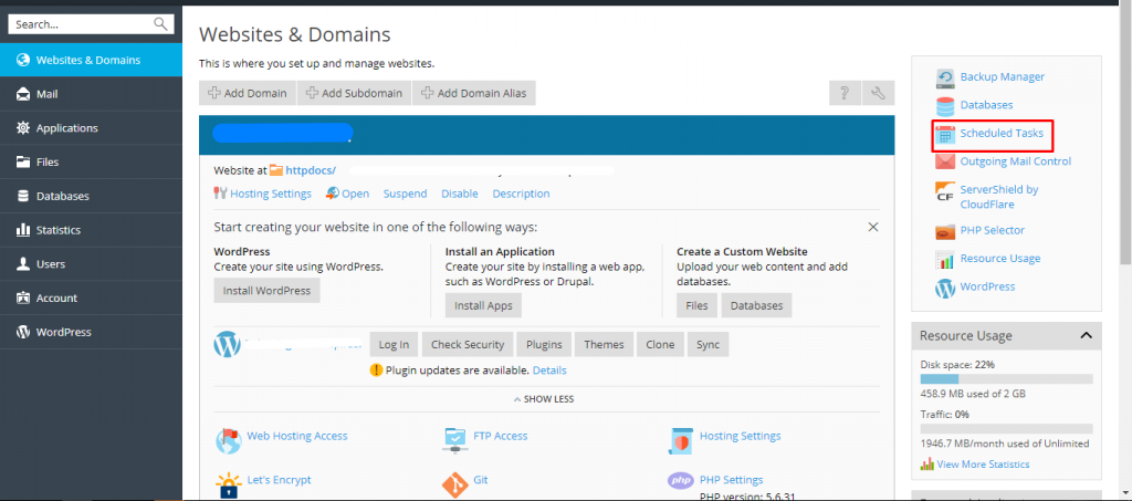 menu schedule tasks plesk | Rumahweb Journal