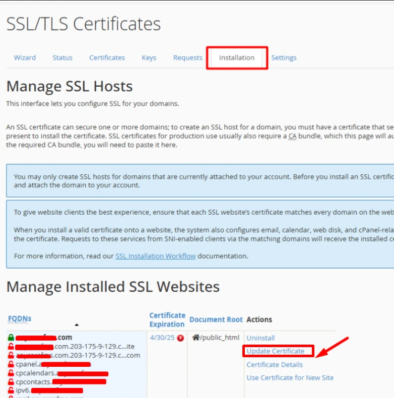 renew ssl Certificate  di cpanel