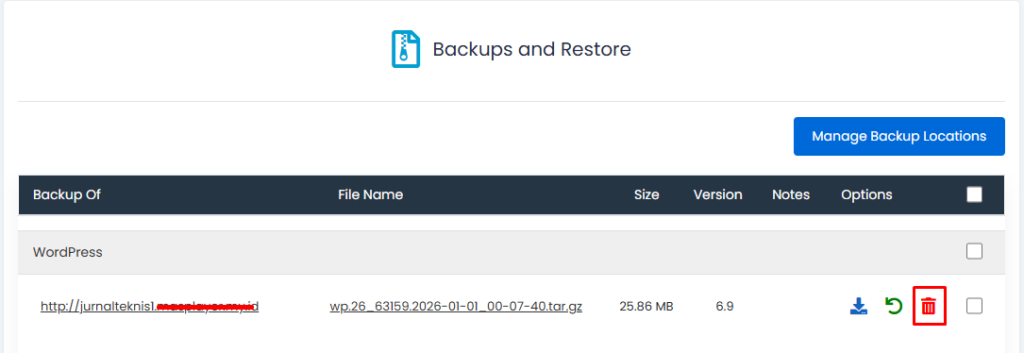 menu backup dan restore