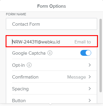 email form - Setting Form Option Pada Weebly
