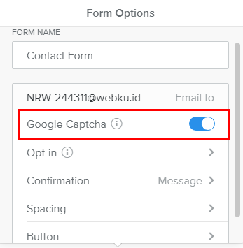 Google captcha - Setting Form Option Pada Weebly