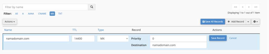 Membuat MX Record Default Hosting