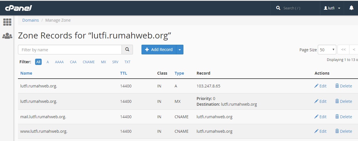 Cara Setting DNS Record dari cPanel – edit or add zone editor ...