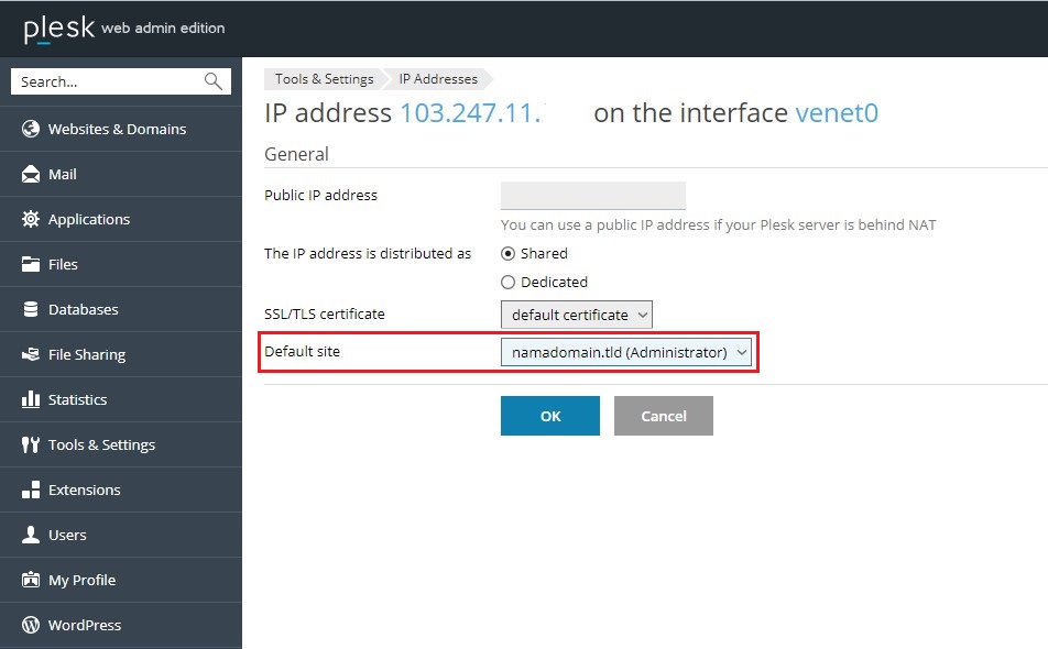 Akses Website di VPS Plesk Panel menggunakan IP Address 