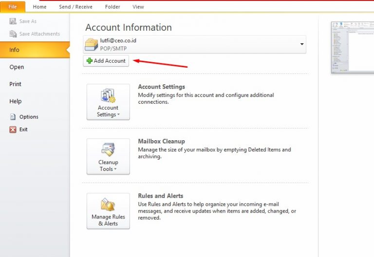Panduan Setting Outlook untuk FlockMail – step 1 | Rumahweb Journal
