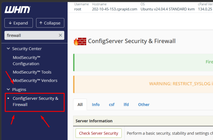 menu configserver security firewall | Rumahweb Journal