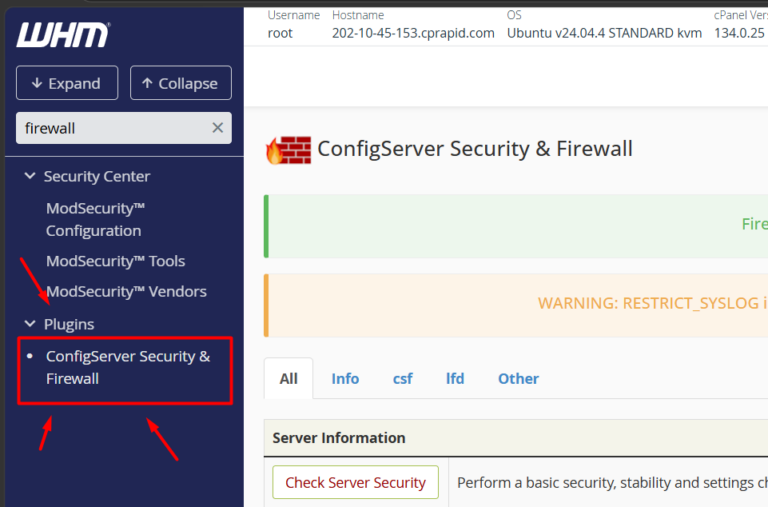 menu configserver security firewall | Rumahweb Journal