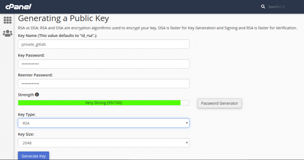 Generate public key