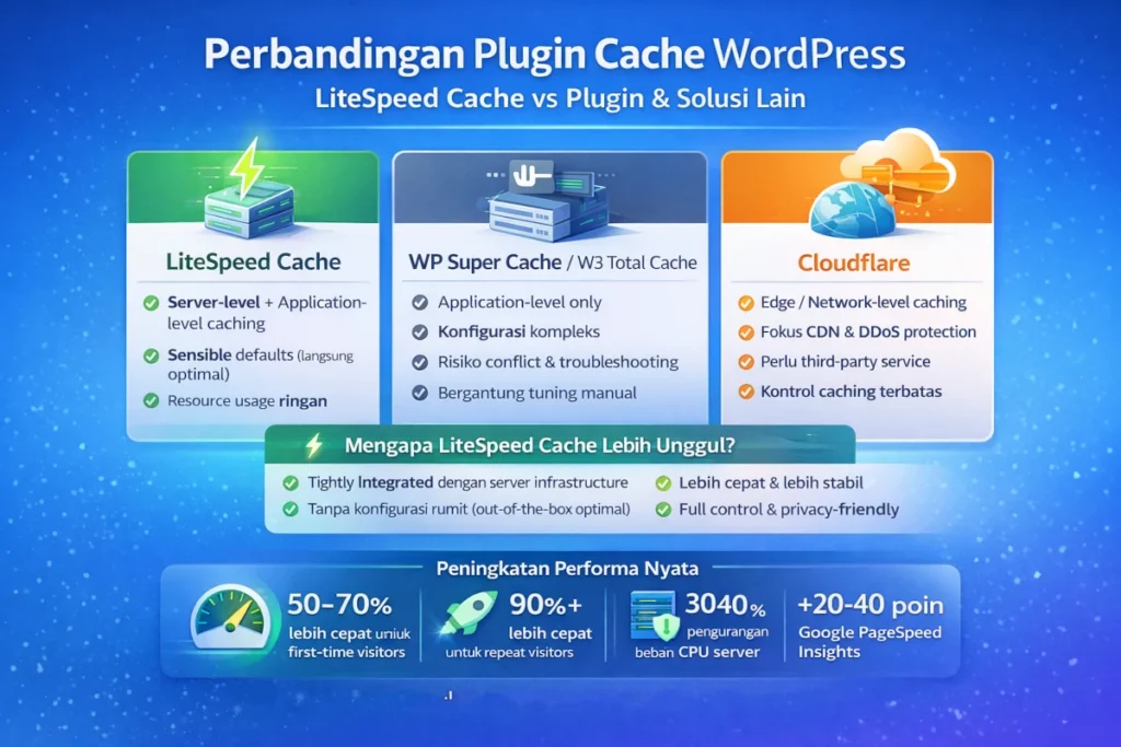 Keunggulan LiteSpeed Cache Dibanding Plugin Caching WordPress Lain