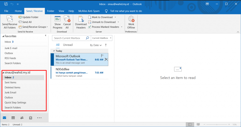 Setting POP3 Microsoft Outlook 2019 - Done