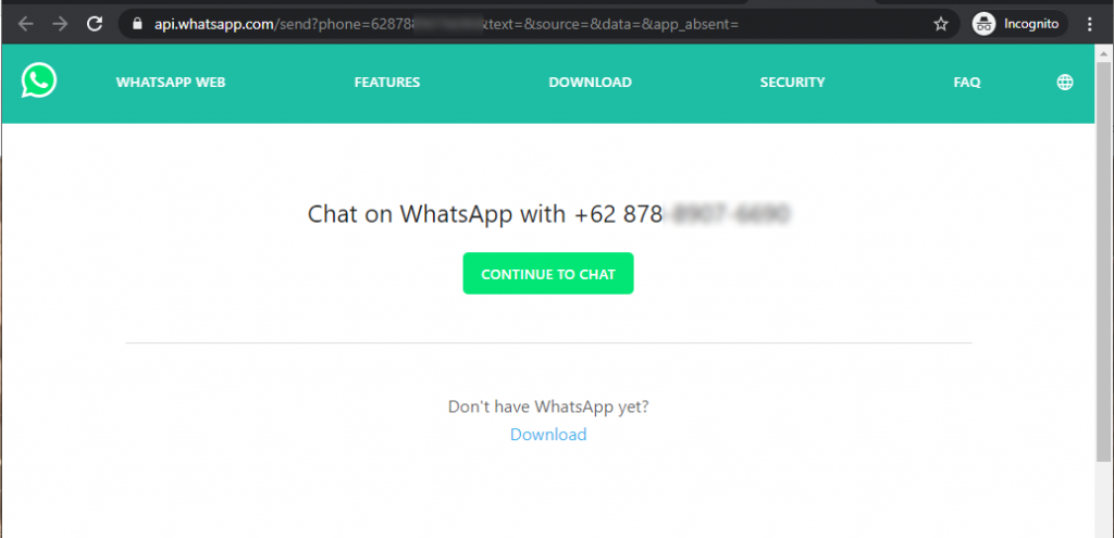 Setting getbutton whatsapp sitepro - 7