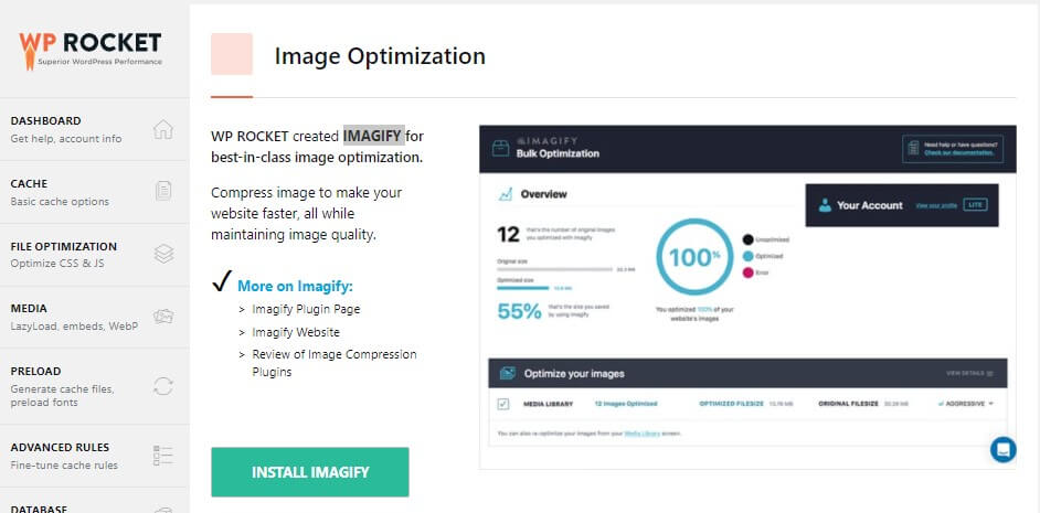 Image Optimization fitur di WP Rocket