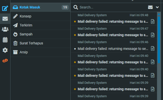 Contoh error max defers and failures per hour