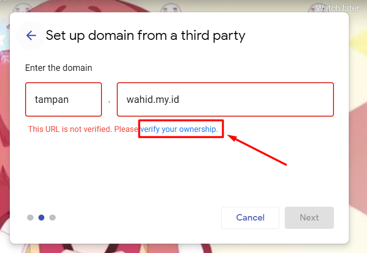 Custom Sub Domain ke Google Sites - verify domains google site