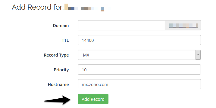 setting MX record domain ke zoho mail dari clientzone