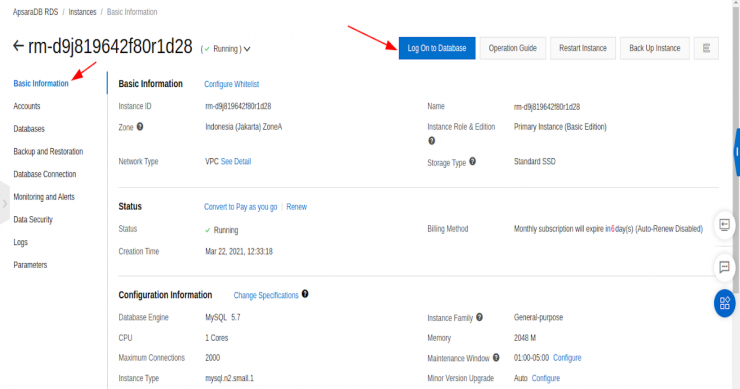 Mengenal Console RDS MySQL Alibaba Cloud 2 | Rumahweb Journal