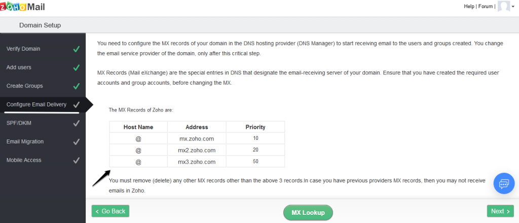 setting MX record domain ke zoho mail