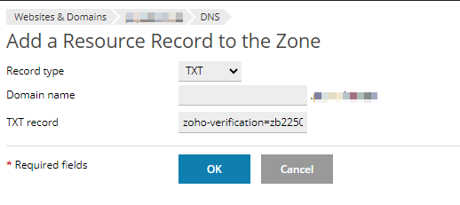 setting dns domain ke zoho mail dari plesk panel