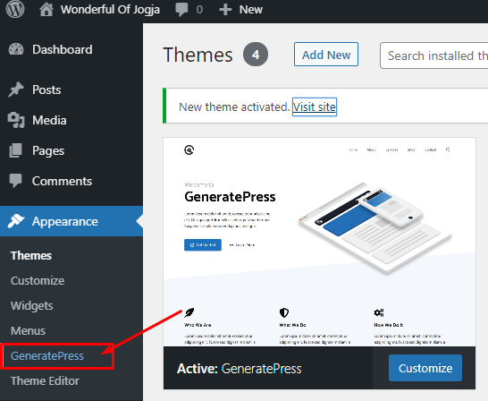 Import Demo Tema GeneratePress - Cara Menggunakan Tema Generatepress di WordPress