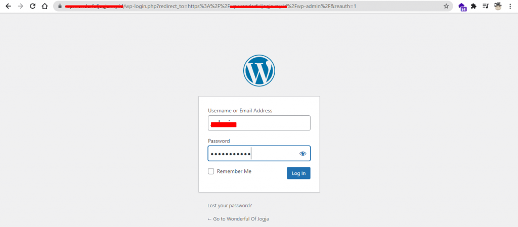 login ke dashboard wp-admin - Cara Menggunakan theme Generatepress di WordPress