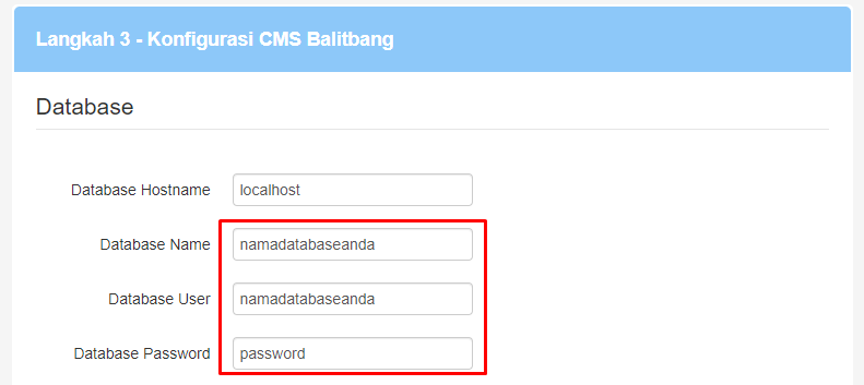 CMS balitbang pilih database