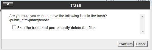 opsi hapus pada File Manager cPanel