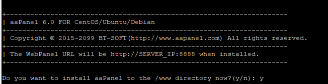 Perintah cara instal aaPanel di VPS Ubuntu - ketik ya untuk validasi