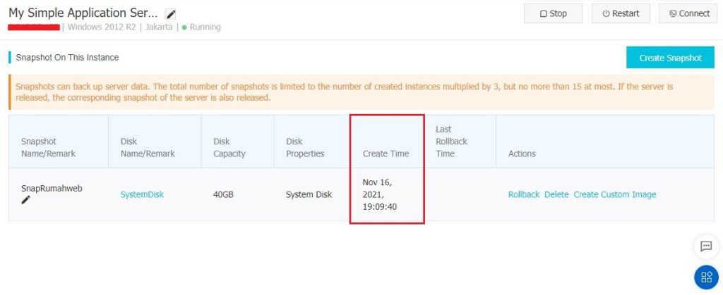 Creating Snapshot Finish