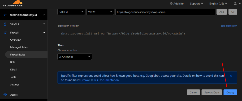 Save configuration Firewall Cloudflare 