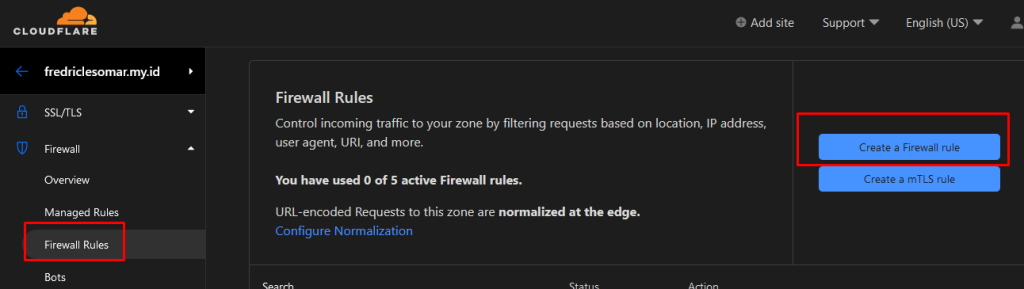 Login Cloudflare untuk memulai settingan firewall 