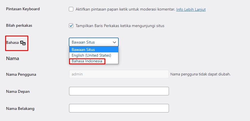 Cara Merubah WordPress Menjadi Bahasa Indonesia - image 2