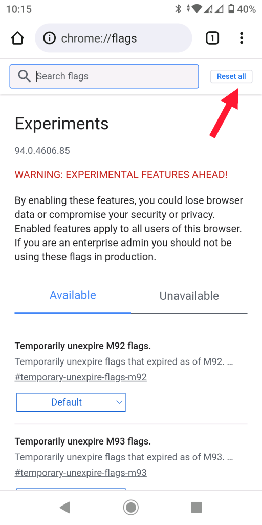 chrome flags android