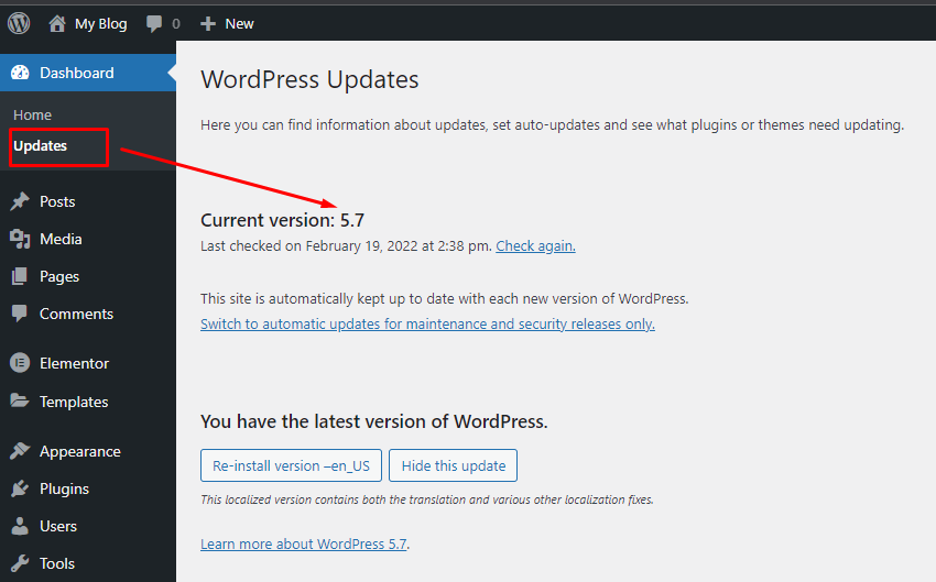 Gambar 13 : Downgrade WordPress secara manual