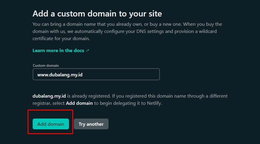Add domain custom